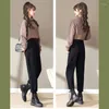 Damen Jeans Weiße Hose Hohe Taille Plus Samt Gerade Warme Denimhose Dickes Stretch-Fleece Vintage Koreanische Mode Harajuku