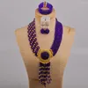 Necklace Earrings Set Royal Blue African Beads Jewelry Women Nigerian Wedding Bridal