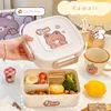 Ланч-бокс Kawaii Bear для женщин и детей, 1200/1300/1500 мл, милые портативные отделения, контейнер для еды, герметичная коробка для пикника, подарок 240103