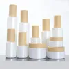 Storage Bottles Empty 40ml Clear/White Glass Skincare Bottle With Wood Grain Cap