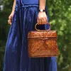 Evening Bags Retro Handmade Bamboo Woven Bag Mini Art Women's Tea Ceremony Storage Handbag Makeup