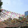 Decoração de festa 100m multicolorido triângulo bandeiras bunting banner guirlanda 22/35cm para jardim de infância casa jardim casamento decoração de rua