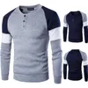 T-shirt uni pour hommes, pull à manches longues en coton, pull-over, hauts 240104