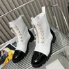 Luxury Designer Ankle Boots Autumn Thick Heel Women Classic Color Matching Metal Buckle Water Diamond Pearl Martin Boot Zipper Opening Ladies Booties