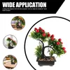 Flores decorativas Flor de imitación Bonsai pequeño Adornos en maceta falsos Escritorio para el hogar Decoración de plantas verdes 2 piezas (hierba de campana (color de loto))