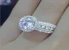 Vintage Fashion Jewelry 925 Sterling Silver Round Cut White Topaz Cz Diamond Gemstones Party Women Wedding Engagement Band Ring FO1276703