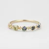 Anéis de cluster cinco esmalte colorido azul amarelo pedra s925 prata esterlina 14k ouro para mulheres jóias de noivado de casamento