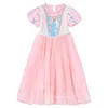 Flickaklänningar Princess Party Dress for Baby Girls paljetterade rosa mesh Sommarbarn kläder 3 4 5 6 8 10 år