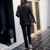 Set di pantaloni a due pezzi da donna Cappotto blazer grigio stile coreano da donna Abito a vita alta Giacca da donna da ufficio Pantalone Femme Set casual Abiti da donna