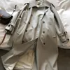 Classic Khaki Long Trench Coats Women Oversize 80kg Korean Elegant Belt Windbreaker Spring Outerwears Double Breasted Gabardinas 240104