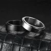 Anneaux de mariage Anxiété Fidget Spinner Ring Noir Argent Acier inoxydable Anneau émotionnel rotatif 240103