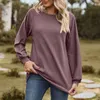 Women's T Shirts Spring Casual Solid Colours Basic Shirt Tops Loose Round Neck Long Sleeve Blouse Fashion Versatile Commuter