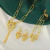 Collana con orecchini e set di gioielli leopardati placcati in oro, in oro 21 carati, con personalità punk africana, gioielli in rame di lusso di Dubai