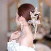 Ensemble de boucles d'oreilles et pinces à cheveux avec pompon, fleurs faites à la main, décorations de Cosplay pour fête de mariage, accessoires pour cheveux