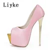 Liyke Sexy Peep Toe Party Nachtclub Stripper Pole Dance High Heels Wedding Prom Shoes Stileetto Women Platform Pumpsサイズ34-45 240103