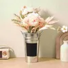 Vases 1Pc Iron Sheet Flower Bucket With Waterproof Blackboard Sticker Hydroponics Container Garden Planter Display Tub