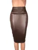 Kobiety spódnice faux skórzane opakowanie talia tylne spódnice z biodrami bodycon osłonka kolanowa ołówka ol lady hkd240104