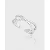 Anéis de cluster 925 prata esterlina geométrica anel aberto para mulheres menina simples moda cruz textura design jóias festa presente gota