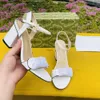 Luxuriöse Damen-High-Heels mit offenem Zehenbereich, dicke metallische Laminat-Leder-Sandalen, mittelhohe Sandale, klassische Designer-Sandalen, Sommer-Strand-Hochzeitsschuhe