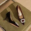 Dress Shoes EVACANDIS Sheepskin Insole High Heels For Women With Pointy Square Buckle Rhinestone