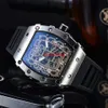 Nowy luksusowy 3-pinowy zegarek Kwarcowy Transparent Bezel Men's Automatic Watch Męski designer