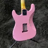 Hot Sell Sell god kvalitet Elektrisk gitarrrosa färg Solid Body Scalloped Fingerboard Högkvalitativ Guitarra Gratis frakt Musikinstrument