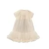 Girls Prin Cess Dress Casual Spring Summer Childrens Wear Korean Pearl Neck Princess Fashion Yarn 240104