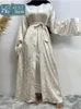 Vêtements ethniques Dernières Abaya Satin Kimono Femme musulmane Robes Turquie Kaftan Islam Manches longues Dubaï Modestie Robe Marocaine Caftan