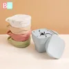 Tazza per l'alimentazione del bambino 1PC Tazza per snack pieghevole in silicone colorata Scatola per la conservazione degli alimenti per bambini Tazza portatile a tenuta stagna con manico e coperchio 240104