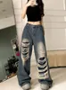 Spodnie damskie Vintage Ripped Dżinsy Woman Baggy Grunge Y2K retro w stylu retro dżins Gyaru Streetwear 11