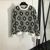 Jesienne i zimowe nowe vintage Jacquard Knitwear Women's Pullover Crewneck Sweter z topem