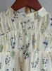 Kvinnors blusar kvinnor romantiska blommor tryckt skjorta stativ krage skrynklig elastisk ruffle manschetter 2024 vår sommar kvinnlig blus