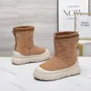 Clássico curto tempo híbrido mulheres botas de neve camurça dedo do pé redondo manga comprimento médio marrom bege mules mulher mens superior conforto outono inverno manter botas quentes qualidade superior