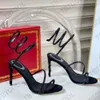 Rene Caovilla Sandals Designers Margot Jewel Sandal Jeweled Snake Sandals Women Leather Heeled With Box Bag 508