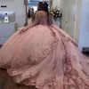 Vestidos de quinceañera con lentejuelas de color rosa brillante Charro Sweetheart Puffy Fluffy vestido de fiesta dulce 16 vestido de fiesta de dieciséis cumpleaños con cordones Vestidos de lujo de 15 años