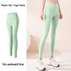 LL Women Yoga Leggins Pants Fitness Push Up Ćwiczenie z boczną kieszonkową siłownią płynne brzoskwiniowe ciasne spodnie