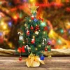 Dekoracje świąteczne Miniaturowe biurko drzewne Top Wystrój sztuczny ze światłami Pvc Dekoracyjne święta