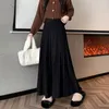 Skirts All-match Knitted Long Skirt For Women 2024 Autumn Winter Korean Casual Solid A Line High Waist Pleated Maxi Female