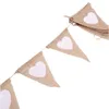 Party Decoration 13 Pcs Wedding Burlap Bunting Linen Love Triangle Supplies Stage Background Layout Pull Flag Banner Birthday