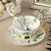 European Gold Rimmed Ceramic Coffee Cups And Saucers English Afternoon Tea Drinkware Exquisite Breakfast Milk Snack Plates 240104