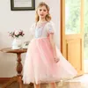 Robes de princesse pour filles, tenue de soirée à paillettes, en maille rose, vêtements d'été pour enfants de 3 4 5 6 8 10 ans