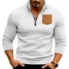 Men's Hoodies Zipper Half Placket Pullover Tops Stand Collar Sweatshirt Casual Fleece With For Autumn