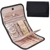 Storage Bags Jewelry Organizer Roll Foldable Bag Portable Travel Case Soft Earrings Bracelet Holder Black