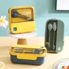 Geschirr Tragbare Lunchbox Grid Kinder Student Büro Bento Mit Gabel Löffel Auslaufsicher Mikrowellengeeignet Verhindern Schule Lagerung