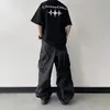 Black Baggy Cargo Pants Fashion Harajuku Straight Trousers Men's Y2K Vintage Baggy Casual Pocket Streetwear Hip Hop Korean Style 240103