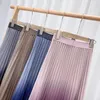 Skirts High Waist Mesh Tulle Skirt 2024 Fashion Women Clothing Glitter Gradient Pleated Midi Long Womens Summer Jupe Faldas