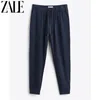 Men's Pants ZALE Linen Solid Color Drawstring Elastic Waist Casual Comfortable Ankle Banded Jogger Daily Streetwear