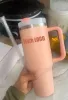 ABD Stok Mutfak Kozmo Pembe Flamingo 40oz Söndürücü H2.0 Kahve Kupaları Araba Paslanmaz Çelik Tumbler Silikon Tutma Sevgililer Günü Hediye 1: 1 Aynı Logo I0103