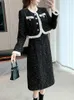 Sukienki robocze Eleganckie dwuczęściowe zestawy damskie wyprzedzenie damskie moda w jedno rękodzie w pojedynczym karmie z długim rękawem splatane płaszcze