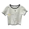 Kvinnor Sexiga korta stickor Toppdesigner Crew Neck Knitwear Casual Style Loose Tee Breattable Sticked Tees